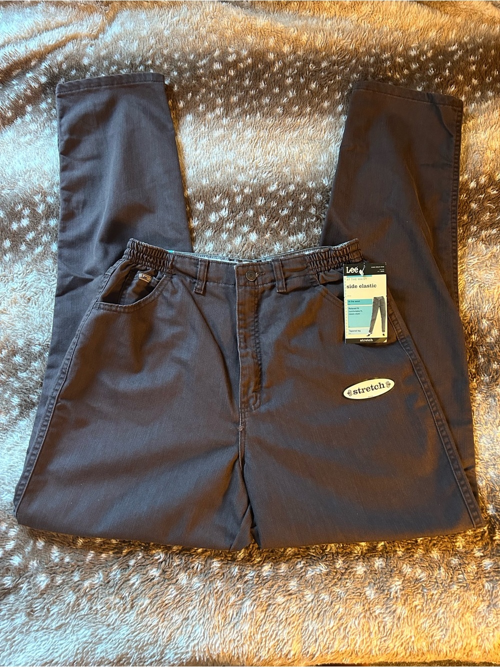 NWT Lee Side Elastic Pants 14L Chocolate Brown 34"